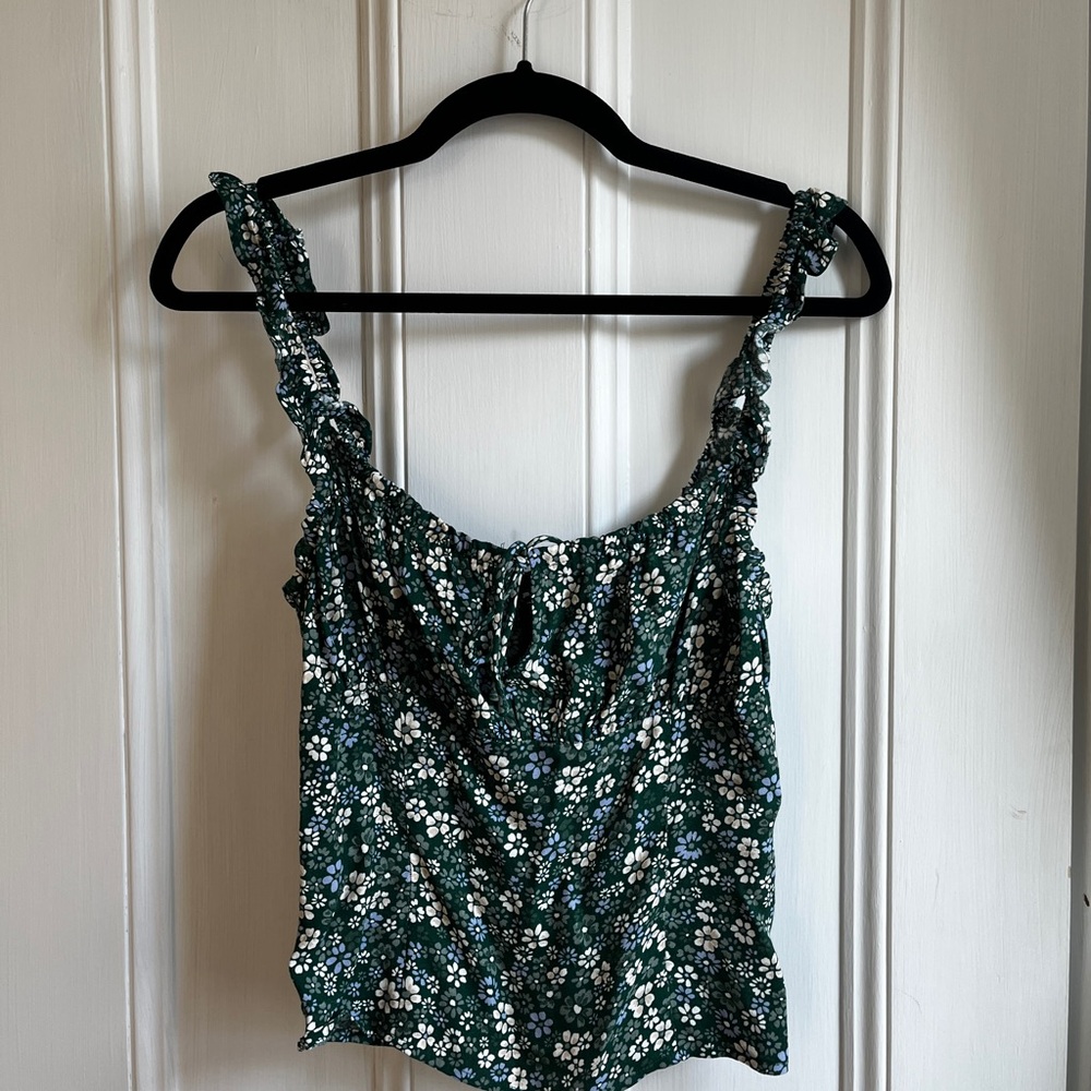 Reformation Green Ruched Sleeveless Top
